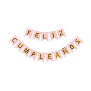 Cartel letras feliz cumpleaños rosa