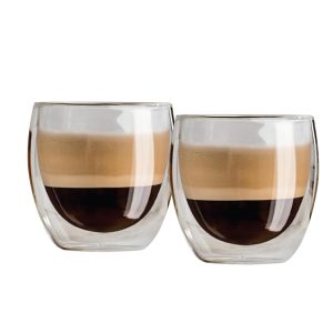 set 2 vasos doble pared vidrio bastiani 200ml
