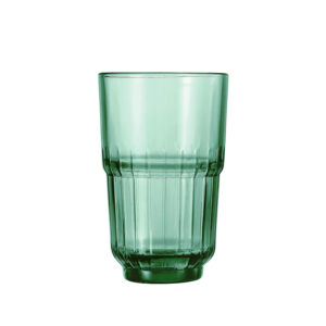 Pack x 6 vasos de vidrio verde 400ml alto