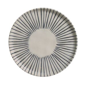 plato ceramica 27,5cm blanco lineas azules