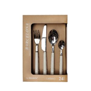 set 24 cubiertos barcelona rayas beige