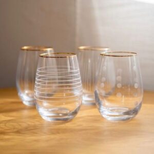 set 4 vaso vidrio D6,5x11.5cm con diseño