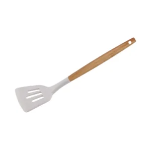 CUCHARON SILICONA MANGO ACACIA BLANCO 31CM